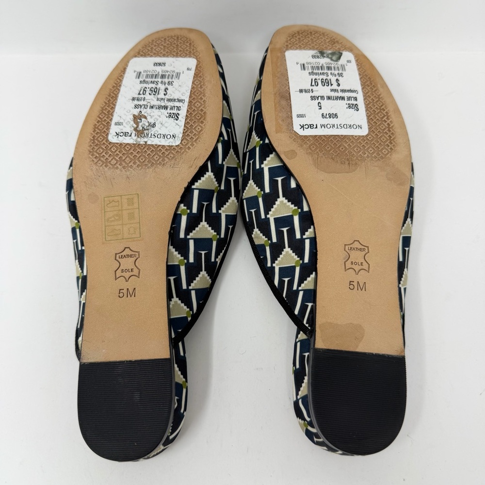 Tory Burch Martini Glass Satin Mules Blue Size 5 - Picture 8 of 11